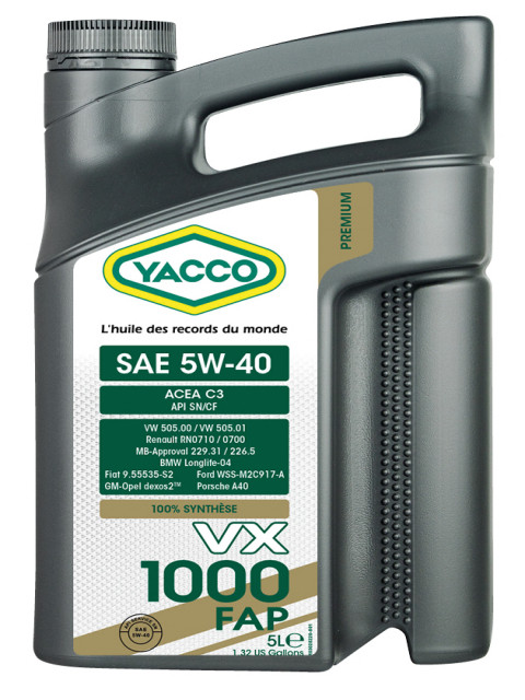 Масло моторное YACCO VX 1000 FAP 5W40 (4 L)
